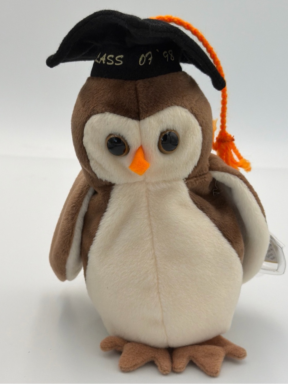 TY 1998 Beanie Baby "Wise the Owl class of 98" With Tag Retired